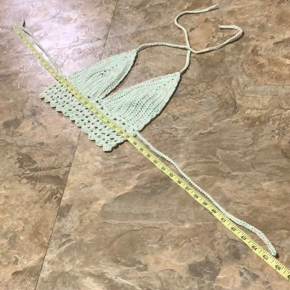 Mint green boho crocheted festival top - Picture 6 of 7